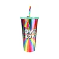 gobelet arc-en-ciel laser 24oz avec paille et porte-clés cœur tasse d'eau en plastique colorée - Simple Sans Boîte / Vert