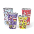 304 Stainless Steel Tumbler Cute Doodle Print Cold Drink Beer Cup Camping Water Mug - Four-Piece Set
