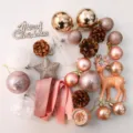 Rose gold Christmas tree decoration set DIY ornaments kit with balls and pine cones - Champagne Gold Deer (60CM)