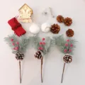 Mini Christmas tree DIY decoration kit components set including wooden house, pine cones and berries. - Berry (45CM)