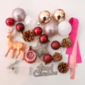 Christmas tree decoration set DIY mini desktop ornaments holiday party accessories pack - Purplish Red Fawn 45cm