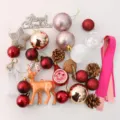 Mini Christmas tree decoration accessory set DIY holiday tabletop tree decor materials pack - Purplish Red Fawn 60cm