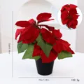 Red Christmas poinsettia potted plant artificial floral holiday home indoor decor 23cm - 2 Flowers (23cm) / Red