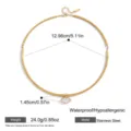 Edelstahl Goldton Halsreif Kette mit funkelndem Zirkonia Anhänger im Marquise-Schliff Detail. - 05 Gold