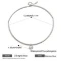 Edelstahl Choker Halskette für Damen mit glitzerndem Zirkonia Anhänger, wasserdichter edler Schmuck. - Silber