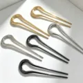 Detailed close-up showing smooth metallic alloy U-shaped hairpins in gold, silver and black. - 6 Pieces/Pack / Multicolor