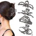 Gothic alloy hair claw clips set featuring skeleton hand and spider designs for women hair styling. - Gothic Style Set 8