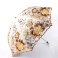 Elegant embroidered lace double layer sun umbrella with UV protection for daily use. - 50cm * 8K Umbrellas / Apricot Yellow