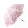 Pink lace embroidered sun umbrella with floral pattern and wooden handle parasol variant. - Radius: 52cm * 8K / Sakura Pink