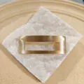 Gold metal hair clip with brushed texture and hollow rectangular design for elegant hairstyles. - Rectangular Hollow Brushed Style (6#) / Gold