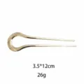 Élégante épingle à cheveux en alliage doré, bâtonnet minimaliste incurvé pour coiffure. - Or