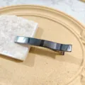 Minimalist metal hair clip for women, sleek dark finish duckbill hair accessory. - Long Barrette Clip / Glossy Gun Black
