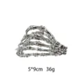 Metal skeleton hand hair claw clip detail, gothic style silver hair accessory close-up view - Silver Plated Skeleton Hand Style (1182-14)