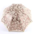 Elegant lace embroidery sun umbrella with black glue UV protection for outdoor daily use. - Apricot Yellow