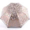 Elegant three-fold embroidered lace sun umbrella with UV protection and exquisite floral design. - Gray