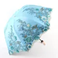 Blue lace embroidered three fold parasol UV protection floral sun umbrella compact folding umbrella - Radius: 55cm*8k / Blue