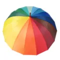 16 ribs rainbow gradient umbrella large golf umbrella with wooden handle top for rainy days - Radius 68CM 16 Ribs / Rainbow Umbrella