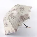 Three-fold sun rain umbrella with double-layer lace embroidery and floral pattern. - Radius: 56cm * 8K / Apricot Yellow