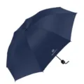 Ombrello pieghevole compatto con protezione UV, design a tre pieghe, cupola blu scuro. - Colla Nera Manuale UV / Blu Notte