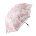 Women's UV protection sun umbrella, double-layer embroidered lace dual-use folding parasol. - 55cm Radius * 8K / Maple Leaf Pink