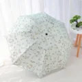 Three-fold embroidered lace sunshade umbrella with delicate floral patterns for daily rain protection. - Radius: 56cm * 8K / Ivy Apricot
