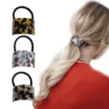 Elegant gebogen haarelastiek acetaat paardenstaart houder Franse stijl luipaard haar - Set 1