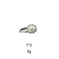 Mini fermaglio per capelli in metallo con perla bianca, compatto per uso quotidiano. - Stile Perla Base Argento (1442-3)