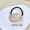Roze marmerpatroon boogvormig haarrekkie met gouden rand, elegant elastisch haarbandje voor dames. - 1105-5