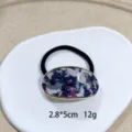Koreaans minimalistisch haarelastiek met ovaal hars hanger en gouden metalen rand dagelijks - 1105-6