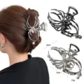 Gothic spider hair claw clip alloy metal shark clip pearl pendant hair accessories for women - Black/Silver Spider Pearl