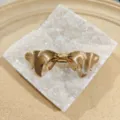 Gold metal bow hair clip with brushed texture, elegant hair barrette for styling. - Bowknot Brushed Style (8#) / Gold