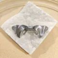 Silver metal liquid bow hair clip, stylish brushed spring hairpin for elegant hair styling. - Bowknot Brushed Style (8#) / Silver