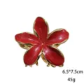 Rote Emaillierte Blume Haarklammer Metall Goldrand elegante Haarschmuck Damen 6.5cm - L / Rot