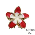 Molletta per capelli con fiore di frangipane smaltato rosso e bianco accessori 6.5x7.5cm - Taglia L / Rosso bianco