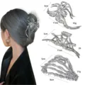 Gothic silver spider hair claw clip alloy skeleton hand hair accessories for women girls - Bright Silver Mix