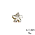 Mini molletta per capelli frangipani con bordo dorato, fiore smaltato bianco, 3.5x3.5cm. - Taglia S / Bianco