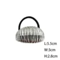 Minimalist silver geometric hair tie, elegant metal ponytail holder for daily styling. - L / Silver