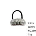 Silver metallic geometric hair tie, ribbed half-round ponytail holder, 5x2x2.5cm, 23g stylish - M / Silver