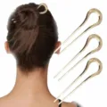 Minimalist gold U-shaped hair fork alloy hair pin elegant bun hairpin hair accessories - Set 4 / 3 Pieces/Pack / Gold
