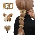 Pinces à cheveux en métal doré pinces queue de cheval géométriques feuille papillon - Ensemble de 3 / Ensemble 7