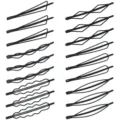 Close-up of minimalist black geometric hair clips set, showcasing diverse sleek shapes. - Set 13 / Set of 18 / Black