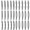 Black hair pins set geometric bobby clips assortment metal hair styling accessories for women - Set 14 / 30Pcs Pack / Black