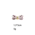 Pink crystal heart hairpin sweet girl bangs side clip gold metal duckbill clip hair accessories. - Pink