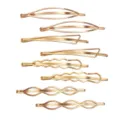 Gold geometric hair clips set metal bobby pins minimalist hair accessories for women styling. - Set 3 / Set of 8 / Gold