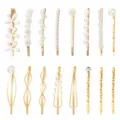 Gold pearl hair clips set geometric bobby pins fashion hairpin hair accessories for women - Set 16 / 16 Pieces Pack / Gold