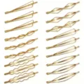 Gold metal geometric hairpins set, stylish multi-shape bobby pins for daily hair styling. - Set 19 / Set of 18 / Gold