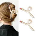 Creative pencil hair claw clip, minimalist metal hair accessory for women's half-up style. - Set 1 (2 Pack)