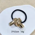 Gouden metalen knoop haarelastiek Franse stijl elegante elastische haarband voor vrouwen - 1105-15
