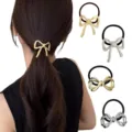 Metal bow hair tie elegant hair rope rubber band fashion hair accessories for women. - Hollow Bowknot Set (Set 9) / Set of 4 / Gold/Silver