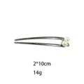 Legierung U-förmige Haarnadel mit Perle und Strass, 2x10cm elegante Haarspange für Dutt - Perlen Gehämmert Stil (1409-1) / Gunmetal